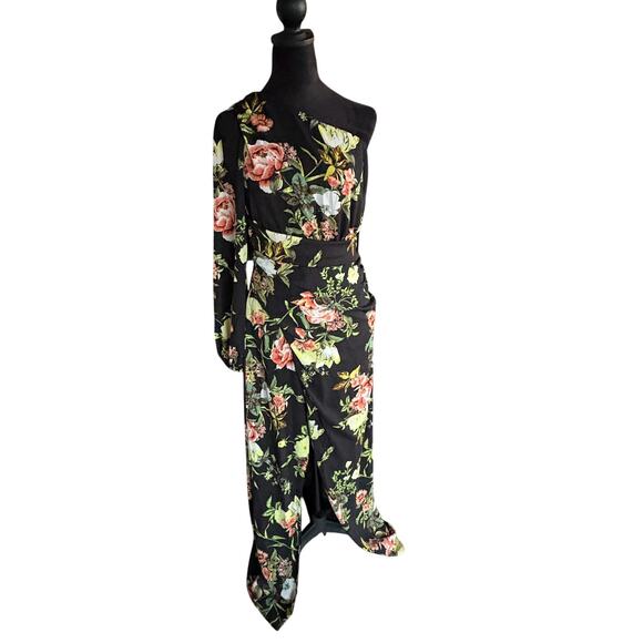 Rachel Roy Black Floral One-Shoulder Maxi Dress NWT Size 6 Wedding Guest - Picture 5 of 10